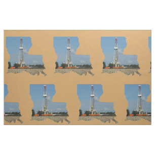 Louisiana  Oil  Gas Rig  Print Fabric  9" Square