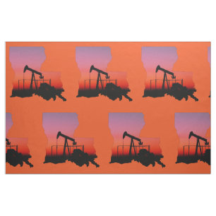 Louisiana Oil Gas Rig Print Fabric 9" Square