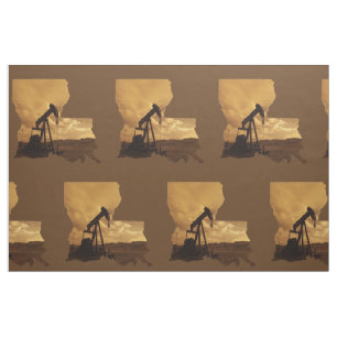 Louisiana Oil  Pump Jack  Print Fabric  9" Square