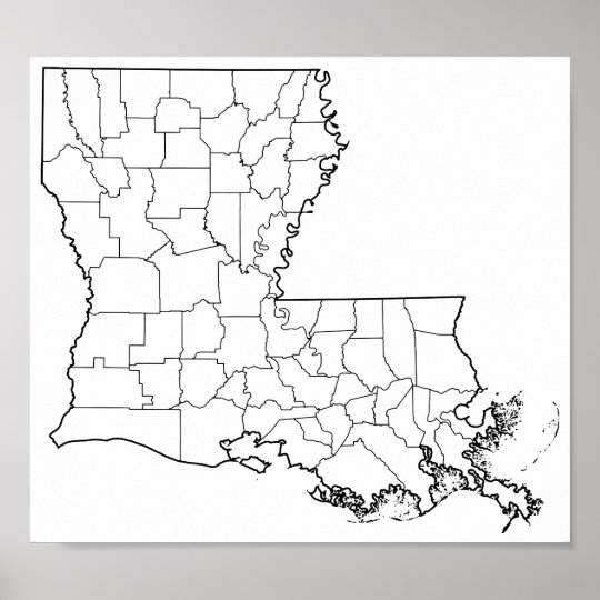 Blank Map Of Louisiana Parishes Louisiana Parishes Blank Outline Map Poster | Zazzle.com.au