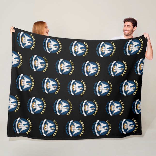 LOUISIANA PELICAN STATE FLAG FLEECE BLANKET (In Situ)