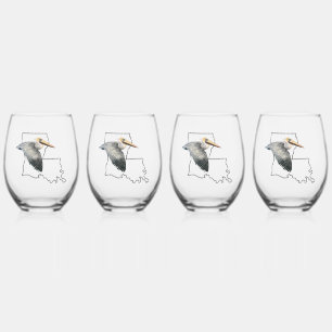 Louisiana Pelican Stemless Wine Glass - 4 set