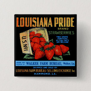 Louisiana Pride Strawberries 15 Cm Square Badge