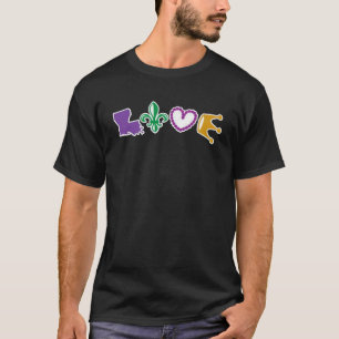 Louisiana Purple & Gold Mardi Gra Love Designed Fl T-Shirt