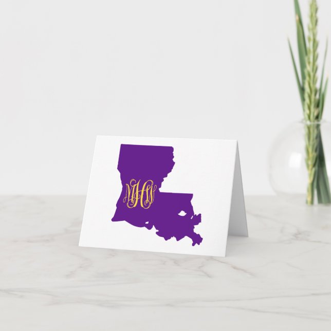Louisiana Purple Ylo Vine Monogram Font DIY BG Sv Thank You Card (Front)