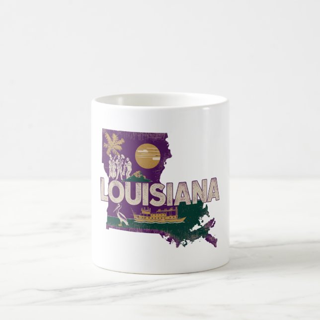 Louisiana Retro State Silhouette Coffee Mug (Center)