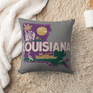 Louisiana Retro State Silhouette Cushion