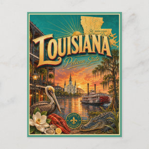 Louisiana Retro Travel Souvenir Postcard