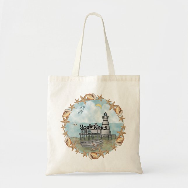 Louisiana Shells Lighthouse Tote Bag (Front)