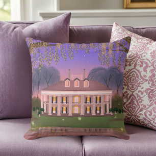 Louisiana Southern Mansion House Purple Cushion