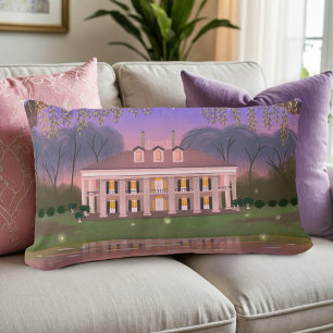 Louisiana Southern Mansion House Purple Lumbar Cushion