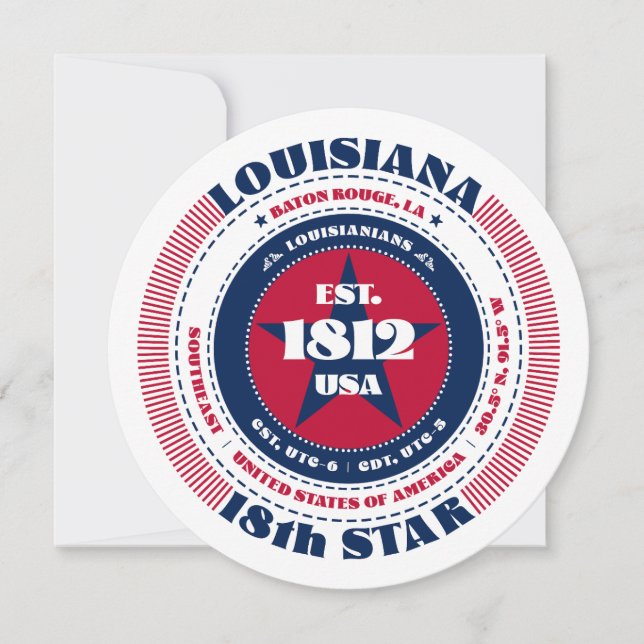 Louisiana State Circular Typography Flat Card (Front)