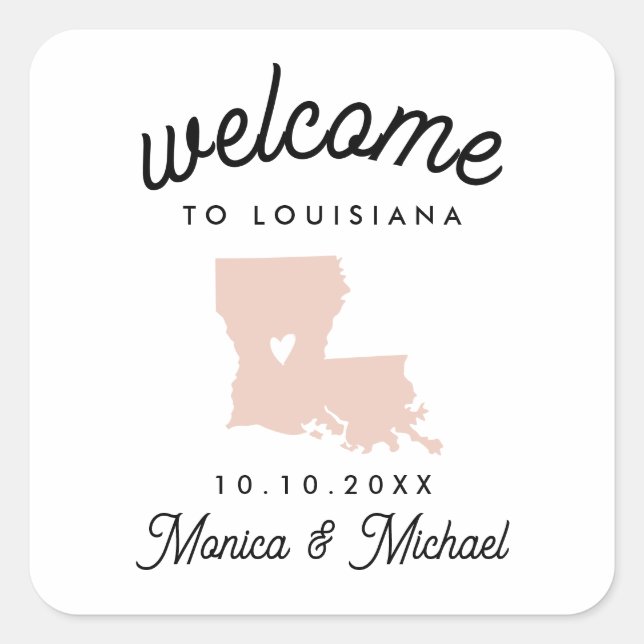 LOUISIANA State Destination Wedding ANY COLOR  Square Sticker (Front)