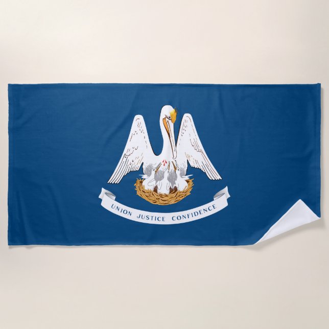 Louisiana State Flag Beach Towel (Front)