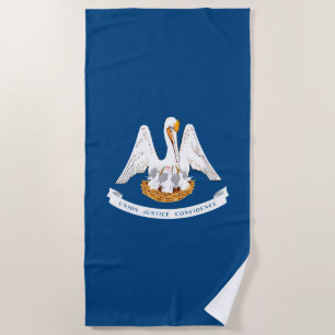 Louisiana State Flag Design on a Beach Towel