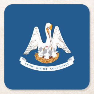 Louisiana State Flag Design Square Paper Coaster