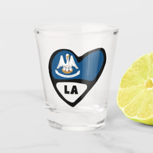 Louisiana State Flag In Heart, LA Shot Glass