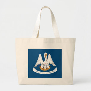 Louisiana State Flag Large Tote Bag