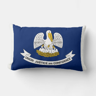 Louisiana State Flag Print Patriotic Lumbar Cushion