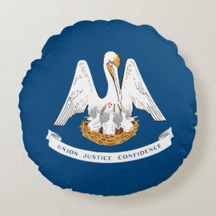 Louisiana State Flag Round Cushion