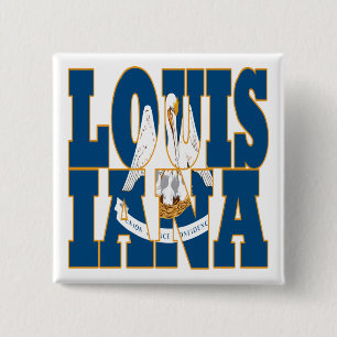 Louisiana state flag text 15 cm square badge
