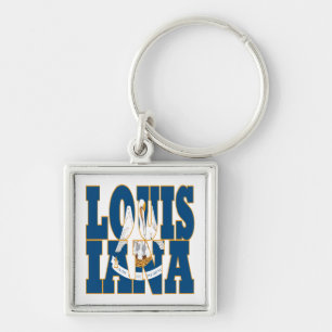 Louisiana state flag text key ring