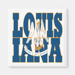 Louisiana state flag text magnet