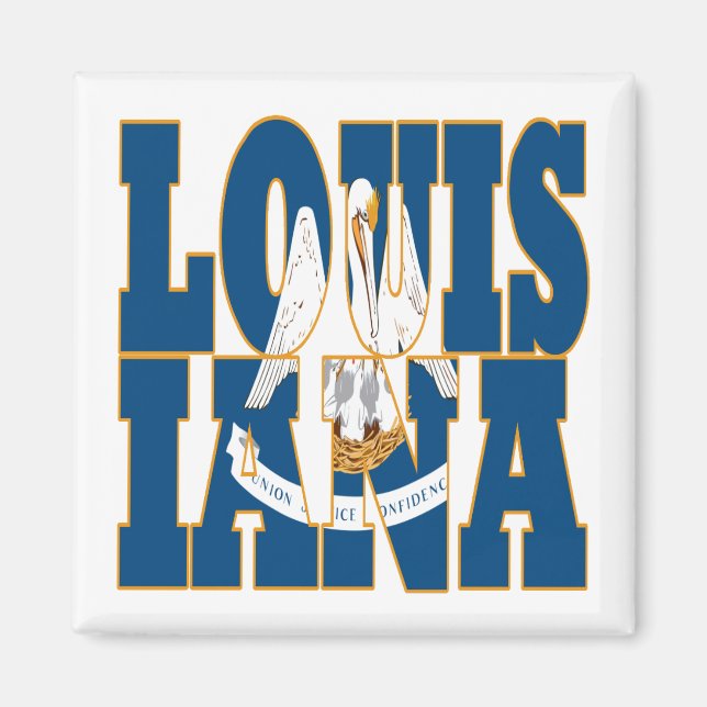 Louisiana state flag text magnet (Front)