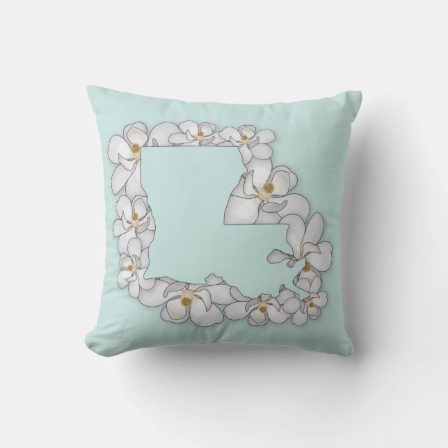 Louisiana State Flower - Magnolia Cushion (Front)