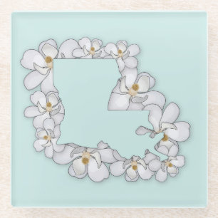 Louisiana State Flower - Magnolia Glass Coaster
