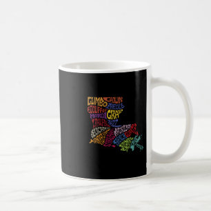 Louisiana State Map Tee Mardi Gras Creole Cajun Cu Coffee Mug