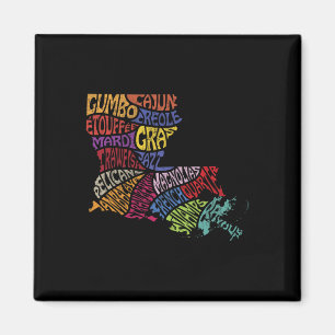 Louisiana State Map Tee Mardi Gras Creole Cajun Cu Magnet