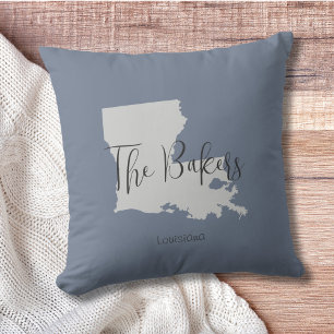 Louisiana State Outline Family Name Throw Pillow