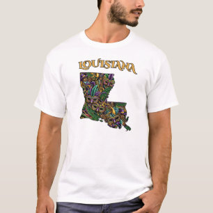 Louisiana State Outline Tattoo Style T-Shirt