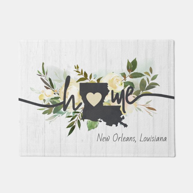 Louisiana State Personalised Your Home City Rustic Doormat (Front)