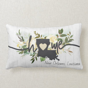 Louisiana State Personalized Your Home City Rustic Lumbar Cushion