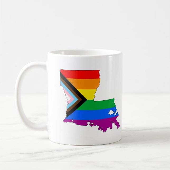 Louisiana State Pride LGBTQ Progress Pride Coffee Mug (Left)