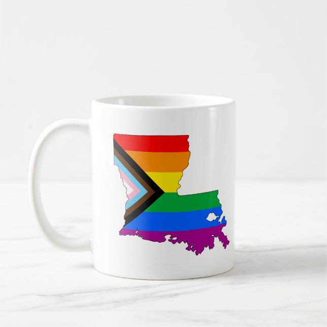 Louisiana State Pride LGBTQ Progress Pride Coffee Mug (Left)