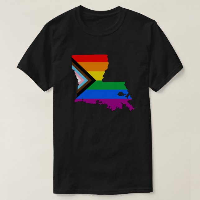 Louisiana State Pride LGBTQ Progress Pride T-Shirt (Design Front)