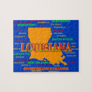 Louisiana State Pride Map Silhouette Jigsaw Puzzle
