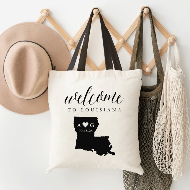 Louisiana State Silhouette Wedding Welcome Tote (Creator Uploaded)