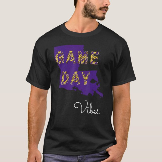 Louisiana State Tigers Football Game Day Vibes Tai T-Shirt (Front)