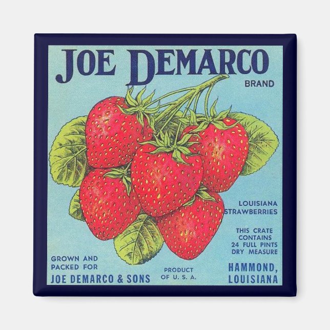 Louisiana Stawberry Crate Label Magnet (Front)