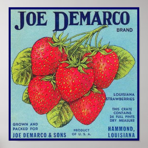 Louisiana Stawberry Crate Label - Poster