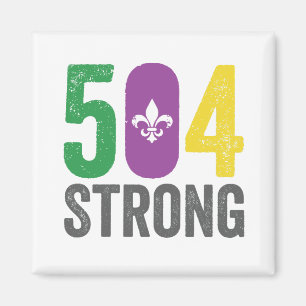 Louisiana Strong 504 NOLA Strong Mardi Gras Magnet