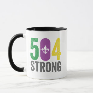 Louisiana Strong 504 NOLA Strong Mardi Gras Mug