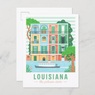 Louisiana the Pelican State USA Summer Travel Postcard