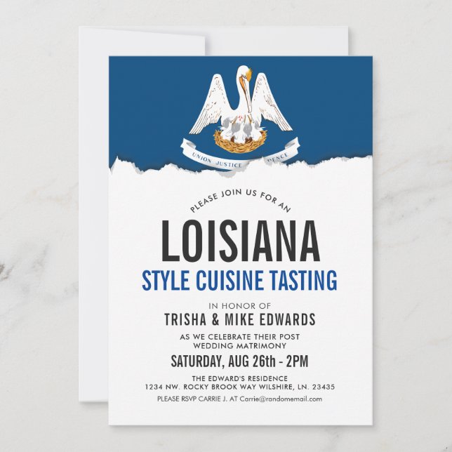 Louisiana Themed Cuisine | Party Flag Invite (Front)