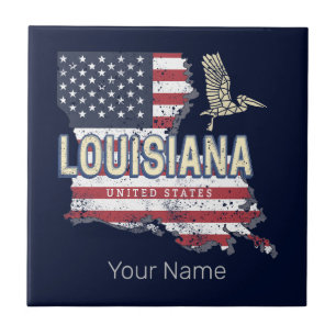 Louisiana United States Retro Map Vintage USA Ceramic Tile