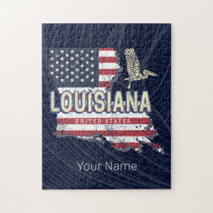 Louisiana United States Retro Map Vintage USA Jigsaw Puzzle